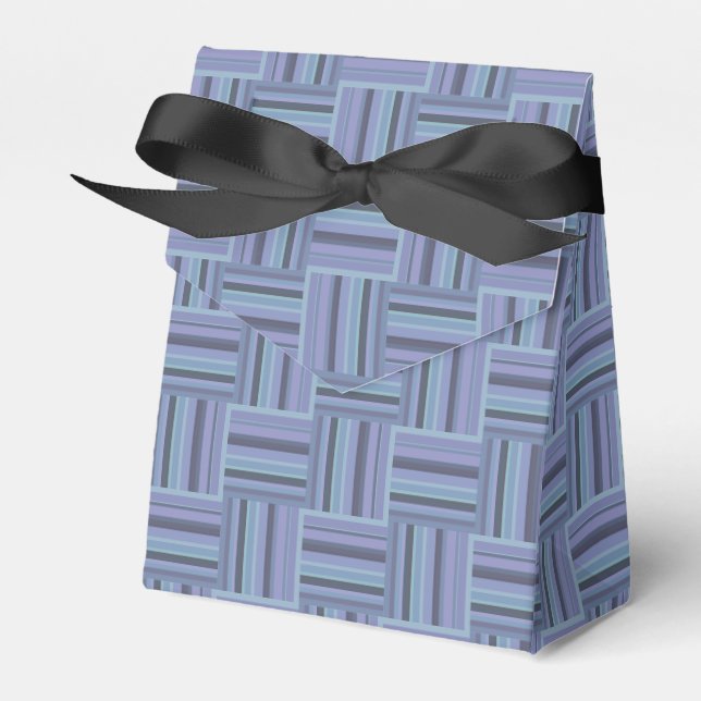 Blue-grey stripes weave pattern favor box (Front Side)