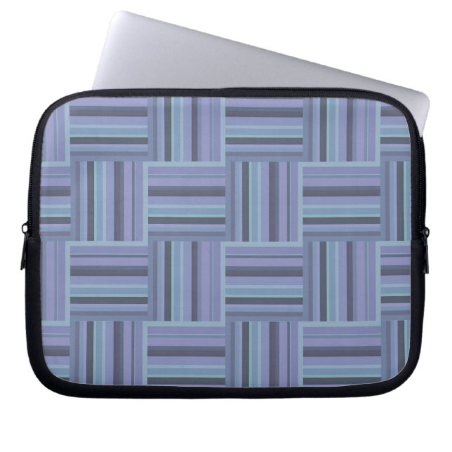 Blue-grey stripes weave pattern laptop sleeve (Front)