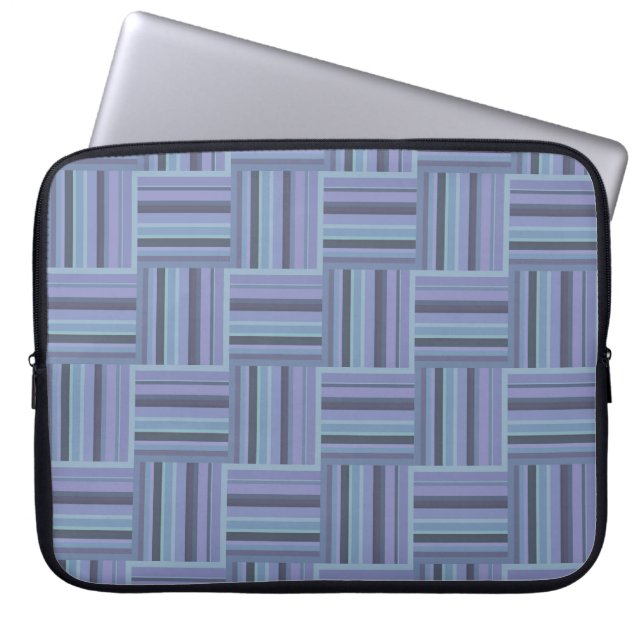 Blue-grey stripes weave pattern laptop sleeve (Front)