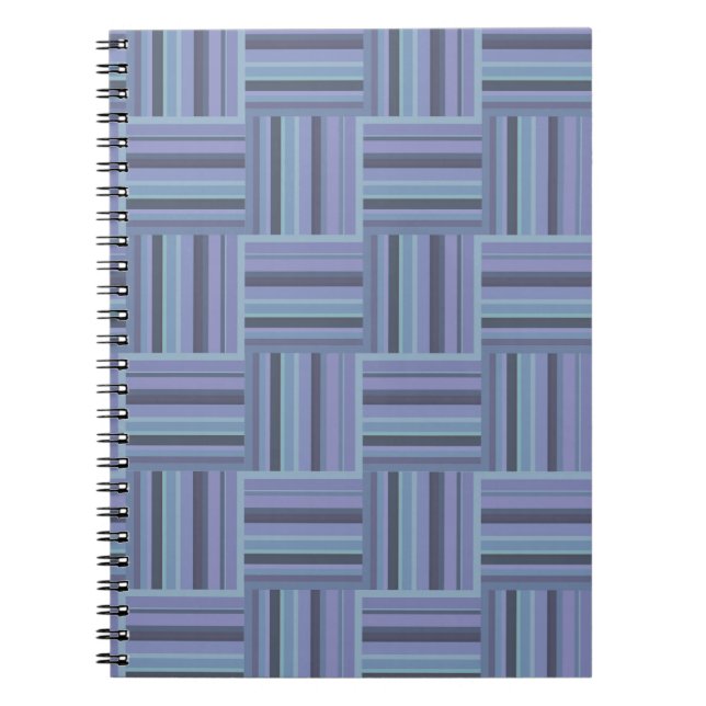 Blue-grey stripes weave pattern notebook (Front)