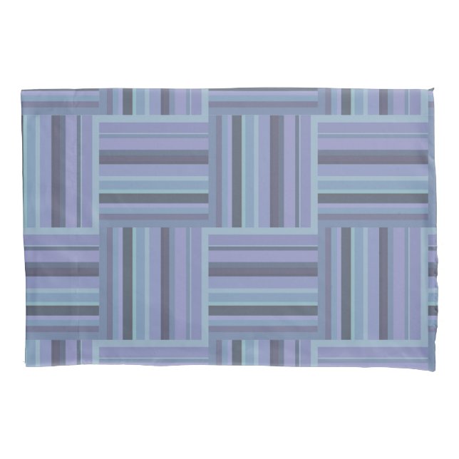 Blue-grey stripes weave pattern pillowcase (Front)