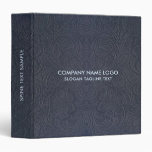 Blue Grey Suede Leather Look Embossed Flowers Binder