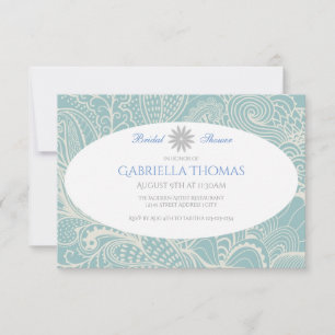Blue/Grey Swirls - 3x5 Bridal Shower Invitation