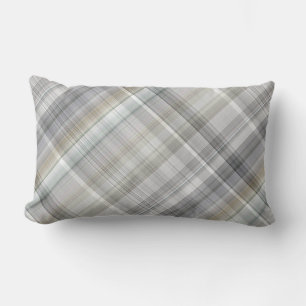 Blue/Grey/Tan Plaid Lumbar Pillow