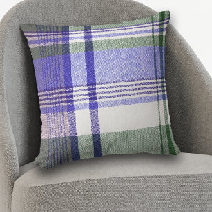 Blue Grey Tartan Plaid Pattern Pillow