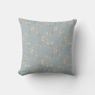 Blue Grey Taupe Rose Sage Trellis Pattern Throw Pillow