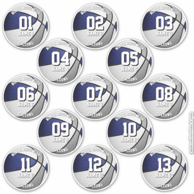 blue grey team colours 13 basketball players names (Front)