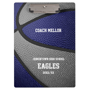 blue grey team colours basketball coach name clipboard