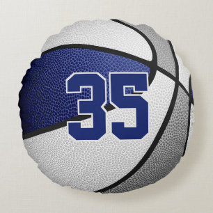 blue grey team colours basketball room decor round pillow