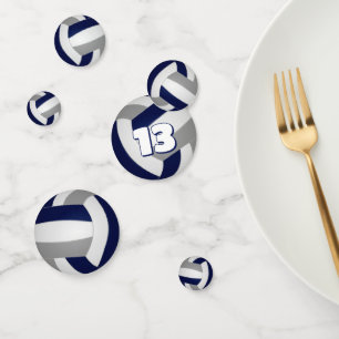 blue grey team colours kids volleyball party confetti