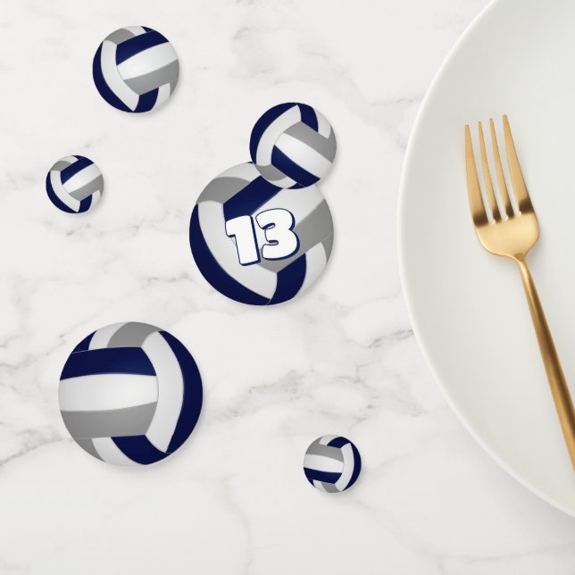 blue grey team colours kids volleyball party confetti (Group)