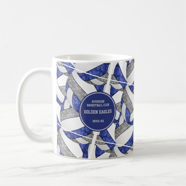 blue grey team colours volleyball coach gift coffee mug (Left)