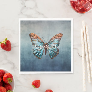 Blue Grey Texture Butterfly Napkin