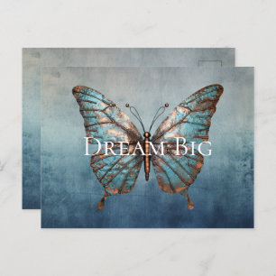 Blue Grey Texture Butterfly Postcard