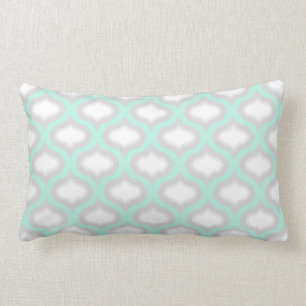 Blue & Grey Tile Waves Lumbar Pillow