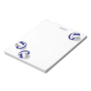 blue grey volleyballs boys girls personalized notepad