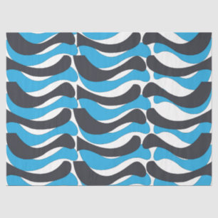 Blue Grey Wavy Stripes Tissue Paper