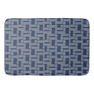 Blue Grey Weave Pattern Japanese Style Bath  Mat