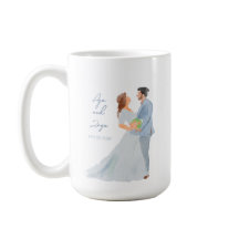 Blue Grey Wedding Couple Personalized Mug w-Date