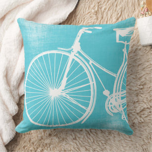 Blue Grey White Bicycle Pillow