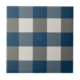 Blue Grey White Buffalo Check  Tile