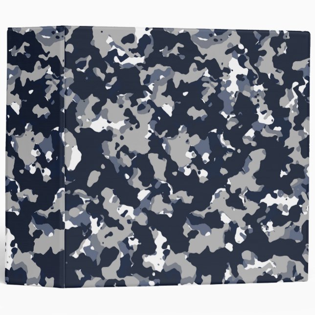 Blue Grey White Camouflage Camo Pattern Binder (Front/Spine)
