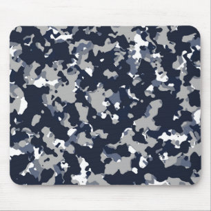 Blue Grey White Camouflage Camo Pattern Mouse Pad