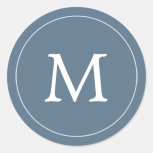 Blue Grey & White Monogram Seal
