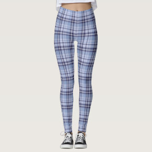 Blue/Grey/White Plaid Women's Leggings