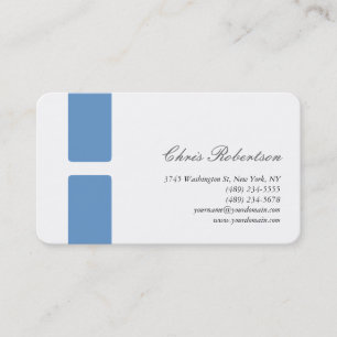Blue-Grey White Round Corner Script Business Card