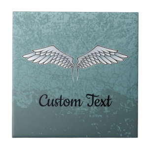 Blue-Grey Wings Ceramic Tile