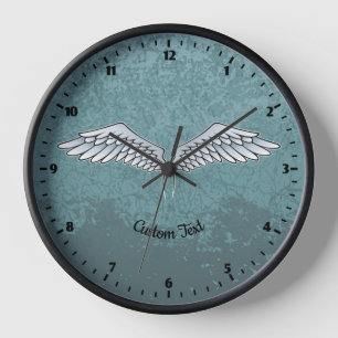Blue-Grey Wings Large Clock