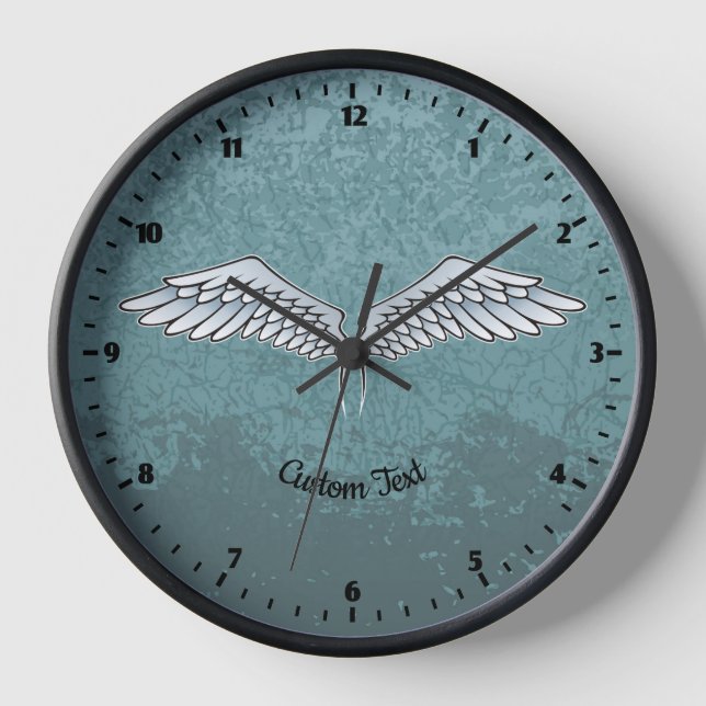 Blue-Grey Wings Large Clock (Front)