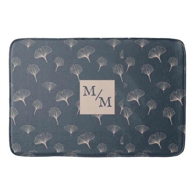 Blue Grey Wrought Iron Gingko Bath Mat (Front)