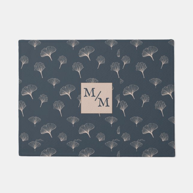 Blue Grey Wrought Iron Gingko Doormat (Front)