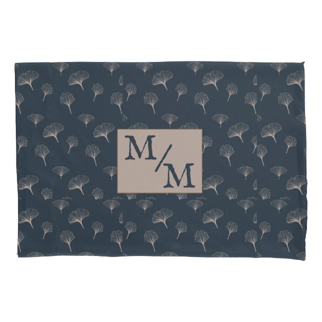 Blue Grey Wrought Iron Gingko Pillowcase (Front)