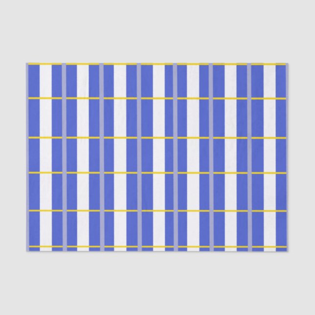 Blue, Grey, Yellow Check Tissue Paper (Front)