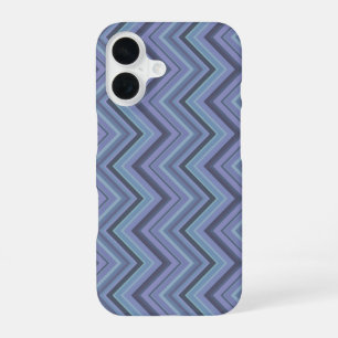 Blue-grey zigzag stripes iPhone 16 case
