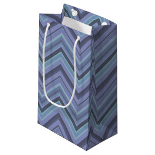 Blue-grey zigzag stripes small gift bag