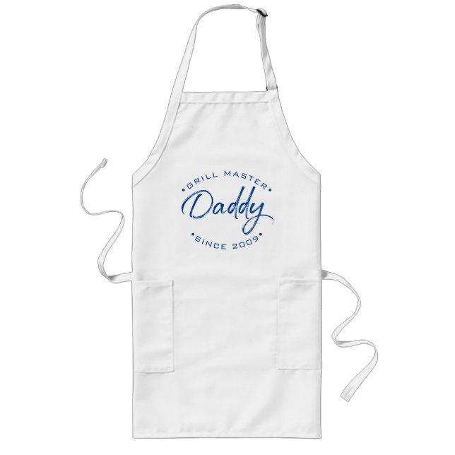 Blue Grill Master Daddy Since Personalized Year Long Apron (Front)