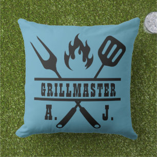 Blue Grillmaster Utensil Outdoor Pillow