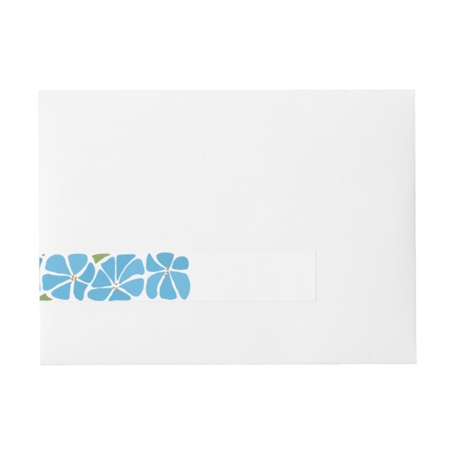 Blue Groovy Flower Pattern Wraparound Address Label (Front)