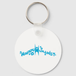 Blue Groovy Happy Humanist Keychain