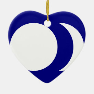 Blue Ground White Sun And Moon, China flag Ceramic Ornament