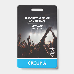Blue Group Conference QR Code Custom Access Pass Badge