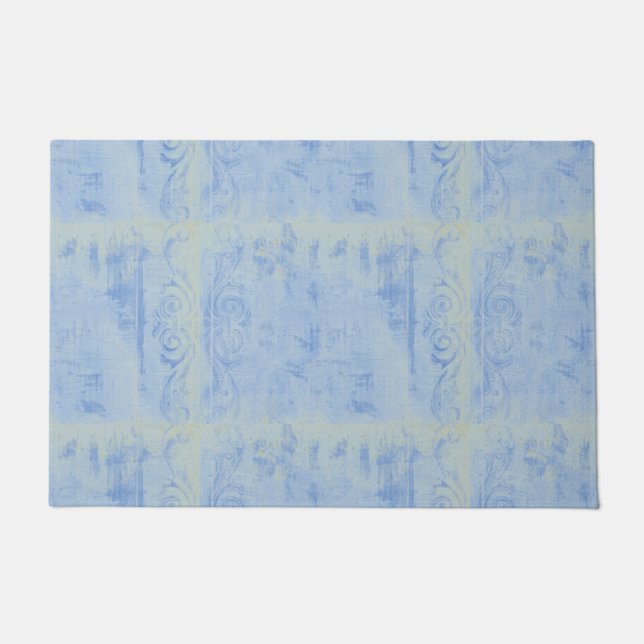 Blue Grunge Art Doormat (Front)