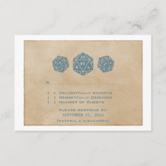 Blue Grunge D20 Dice Gamer Response Card