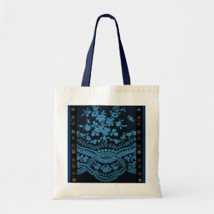 Blue Grunge Lace Tote Bag