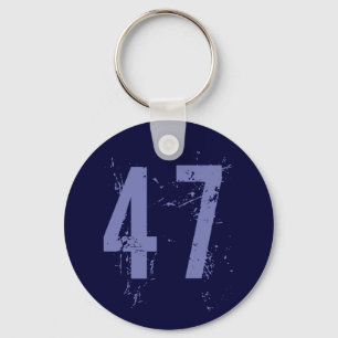 BLUE GRUNGE STYLE NUMBER 47 KEYCHAIN