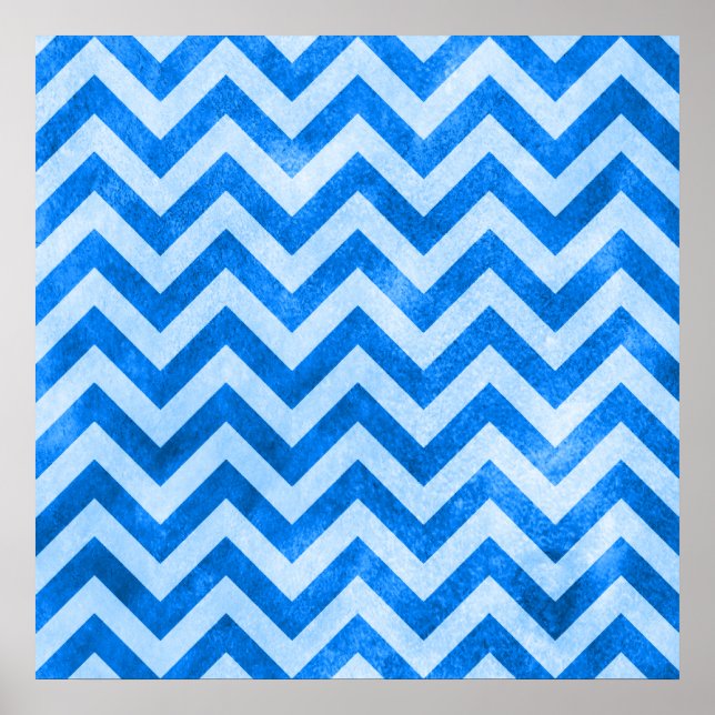 Blue Grunge Zigzag Poster (Front)